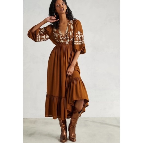 Anthropologie Dresses & Skirts - Anthropologie Let Me Be Embroidered Open-Back Maxi Dress